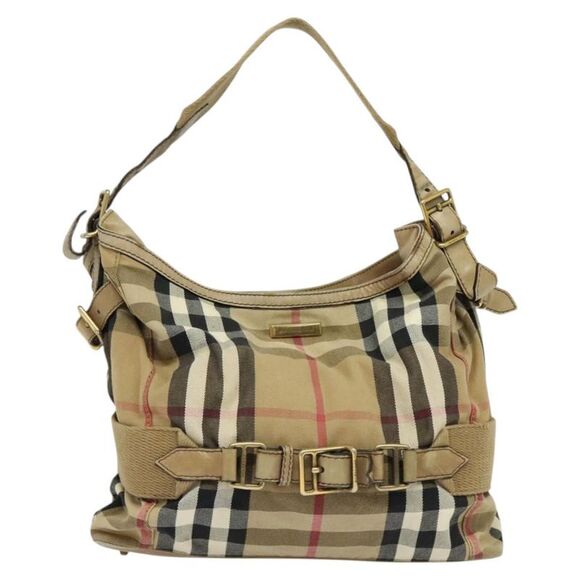 Burberry House Check Beige Canvas Shoulder Bag (Pre-Owned) - Picture 1 of 16